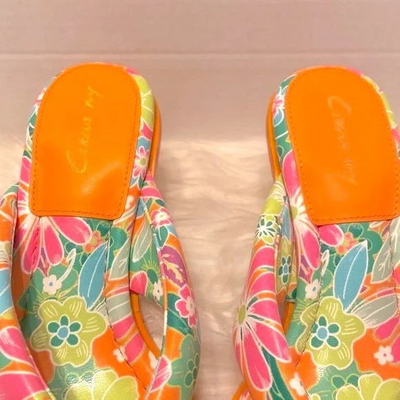 New Sam Edelman Circus Skeet Floral Orange Sandals Size 7 1/2 - Picture 6 of 13